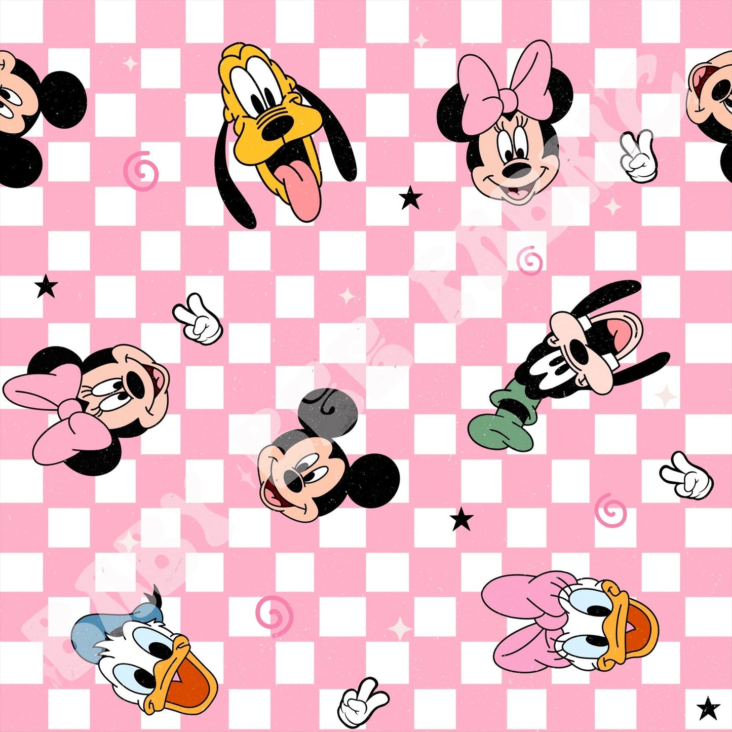Mouse Friends Check Pink