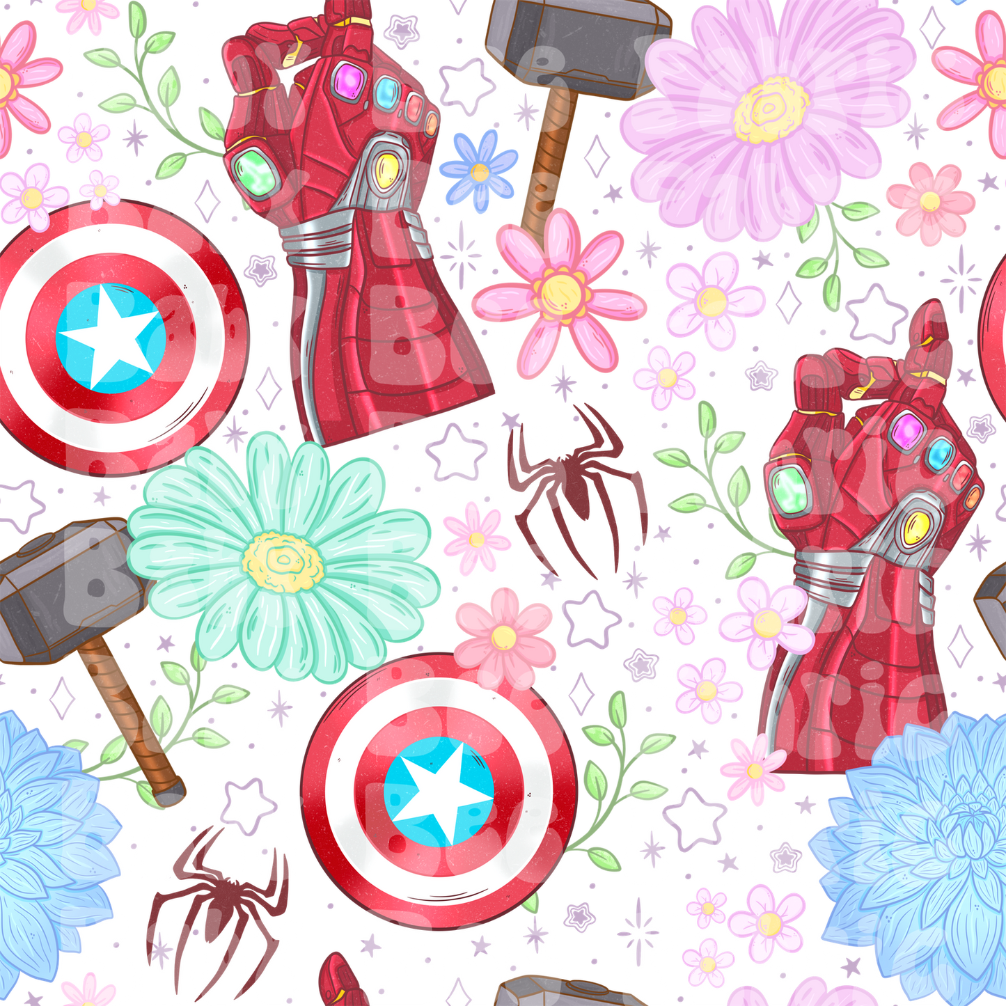 White Floral Avengers