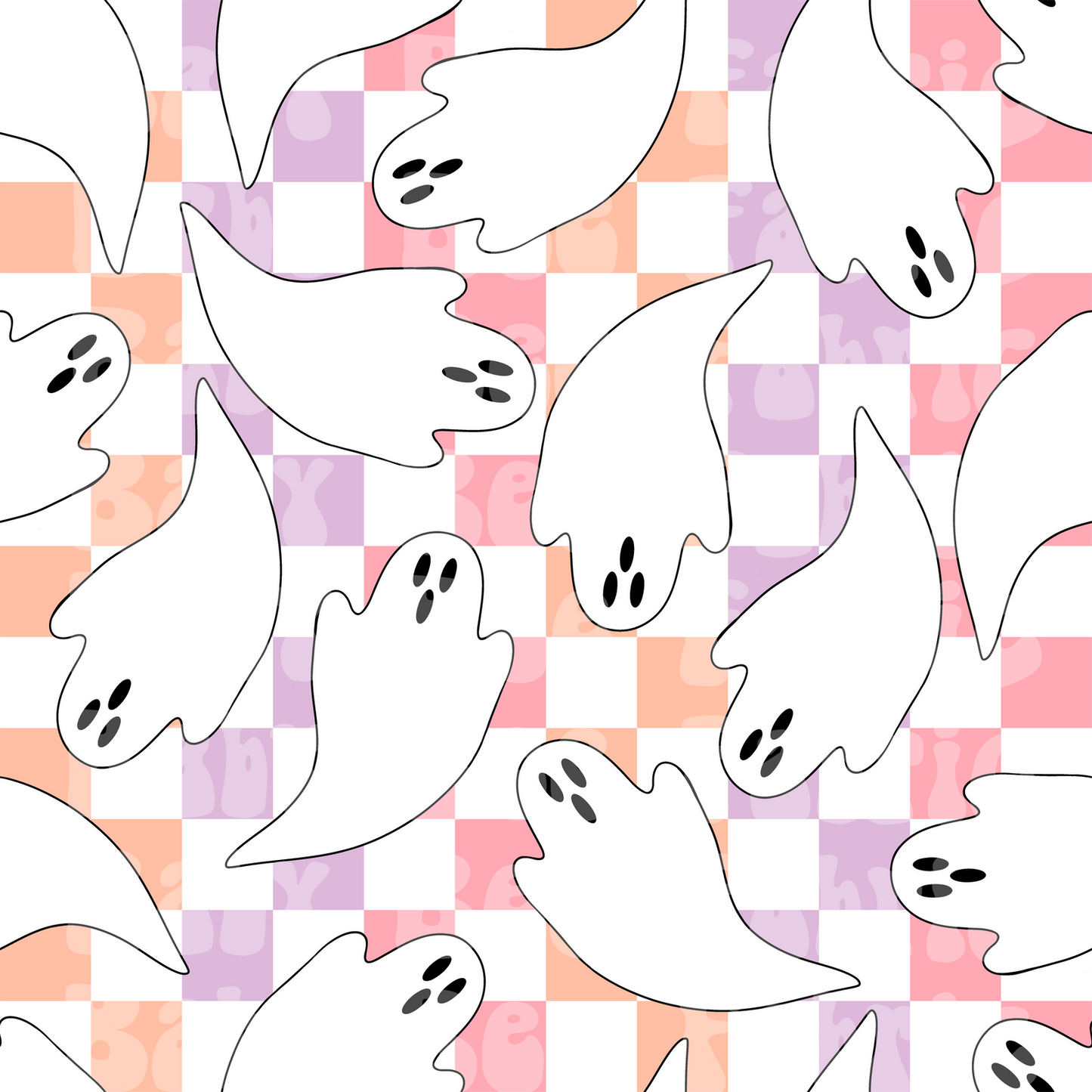 Purple- Orange- Pink Checker Ghost