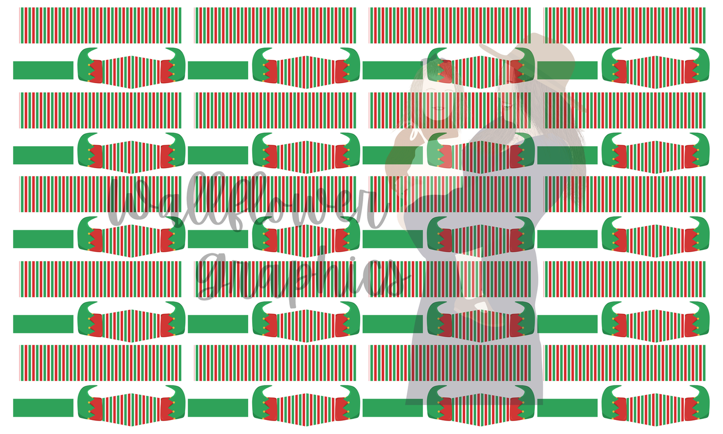 Green and Red Stripes Elf Bow Yard