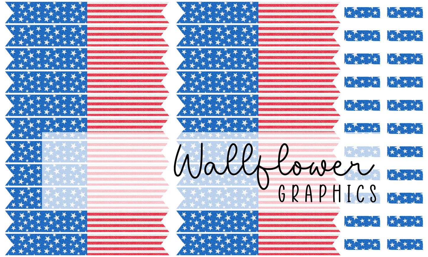 Large Glitter Star and Stripe Sailors Wide Rib