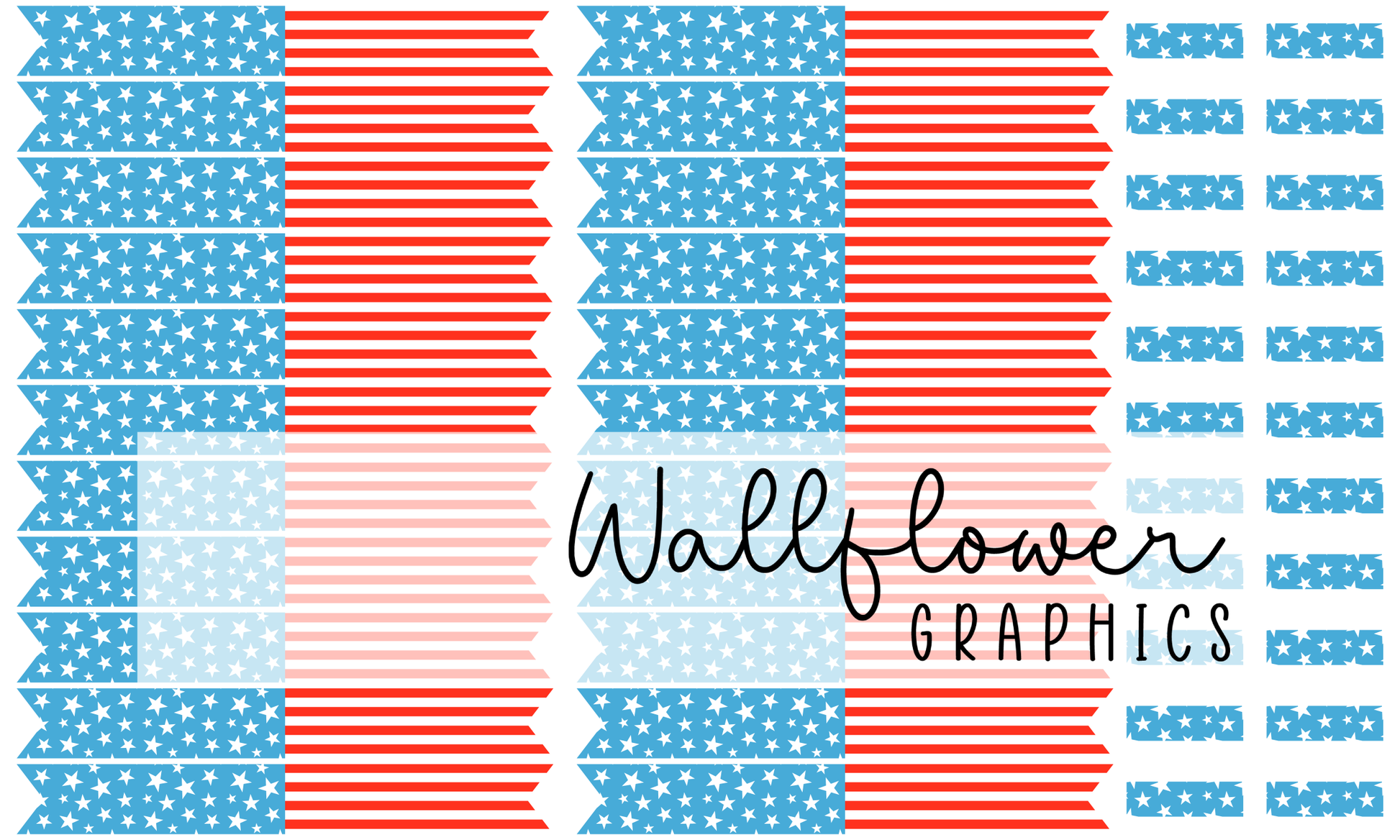 Large Light Blue Star and Stripe Sailors Wide Rib