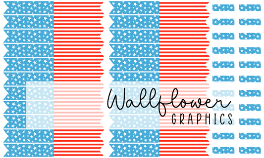 Large Light Blue Star and Stripe Sailors Wide Rib