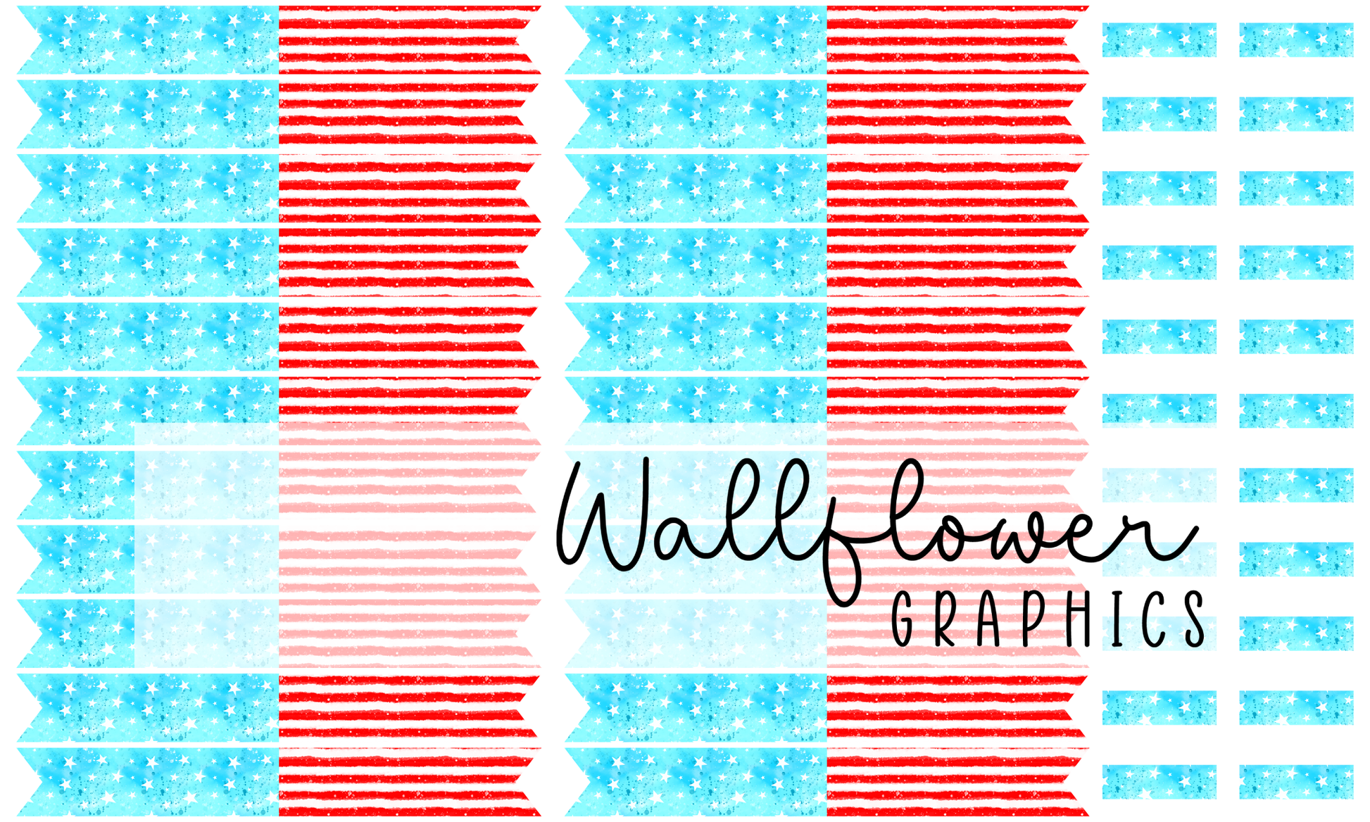 Large Watercolor Star and Stripe Sailors Wide Rib