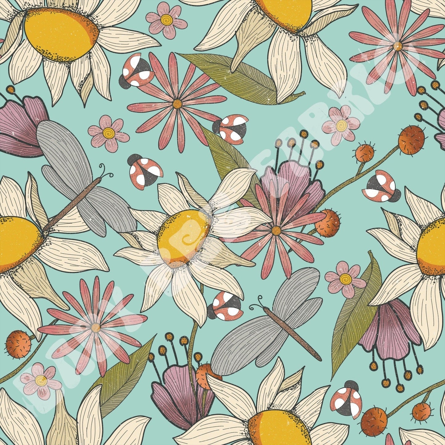 Blue Vintage Floral Mashup