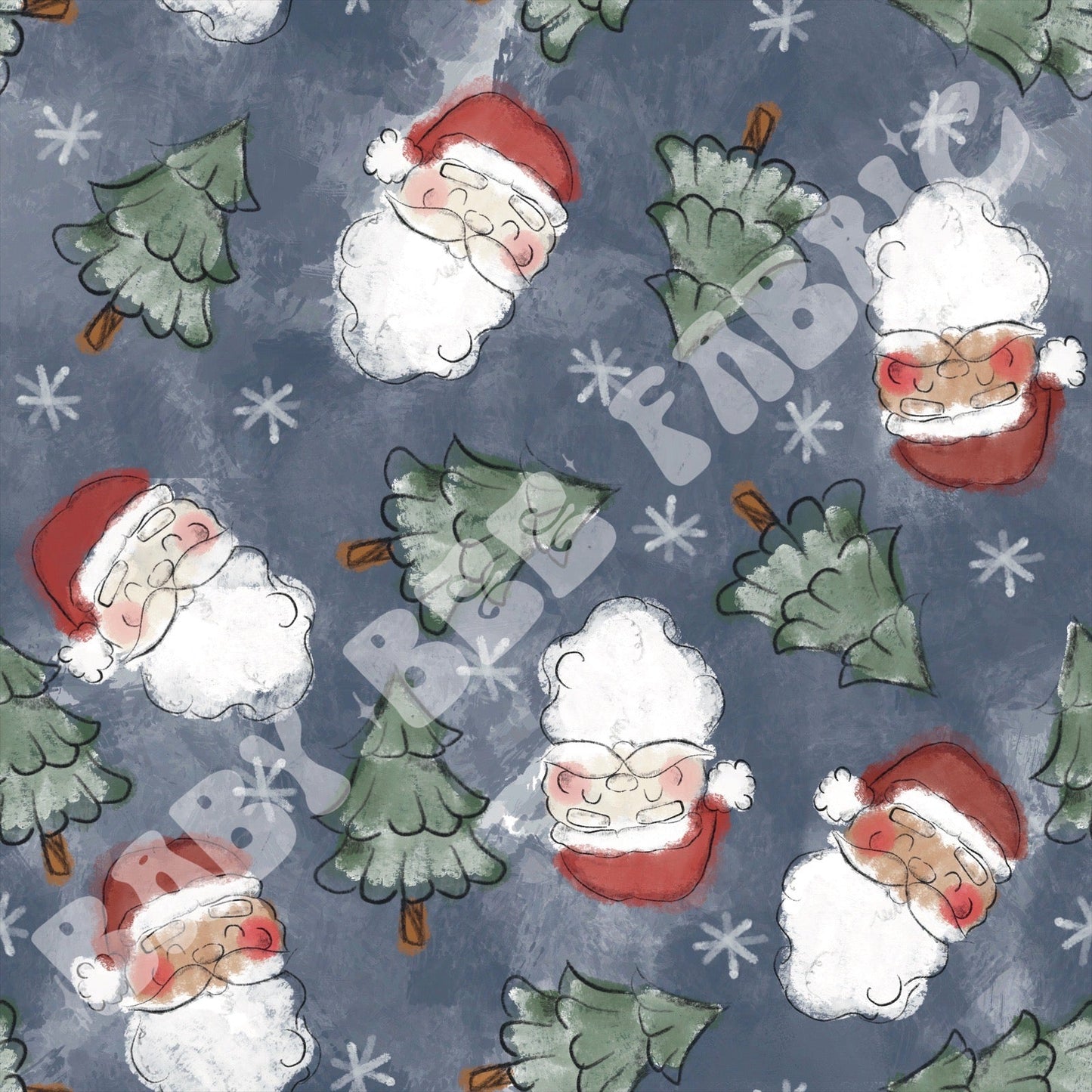 Watercolor Blue Santa