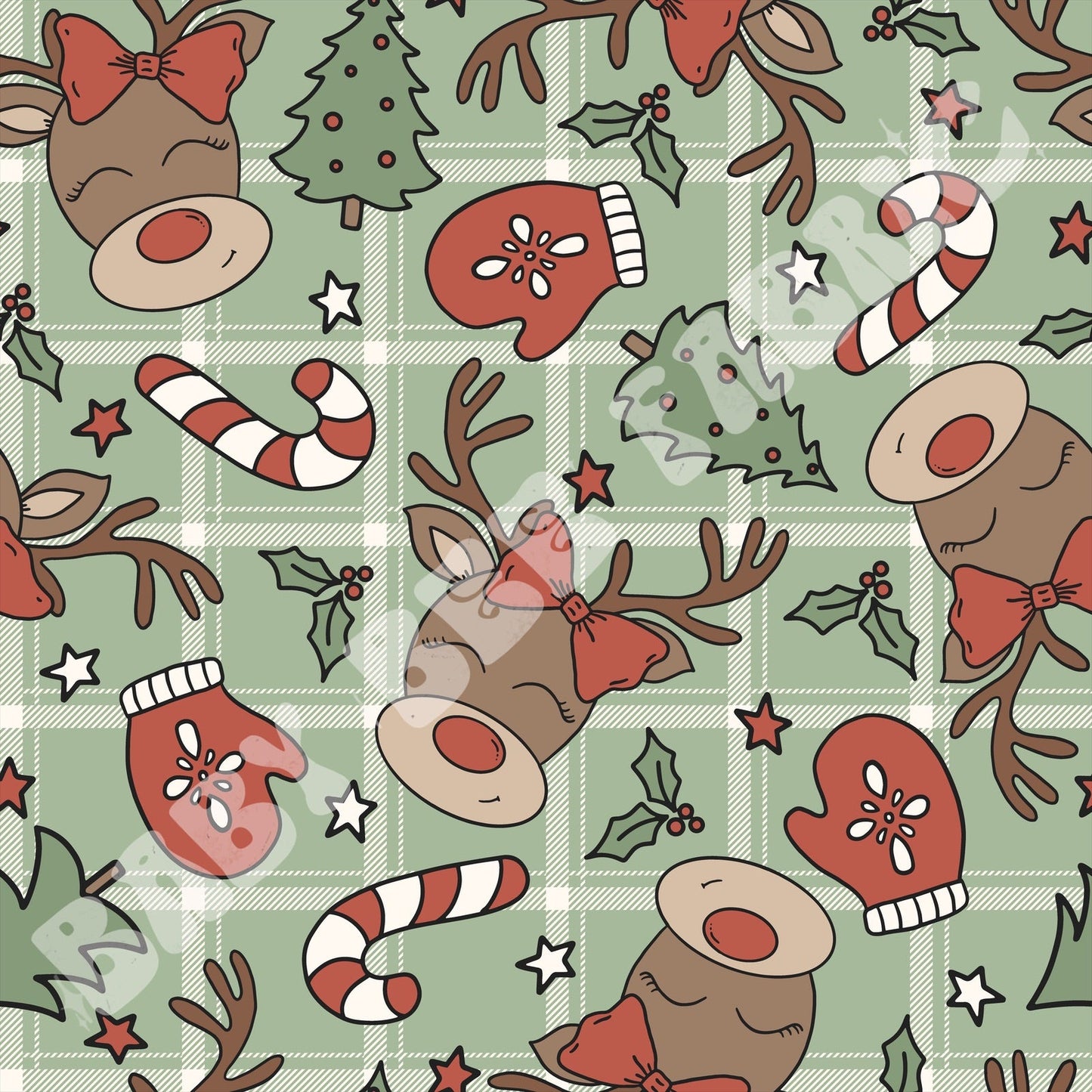Green Plaid Reindeer