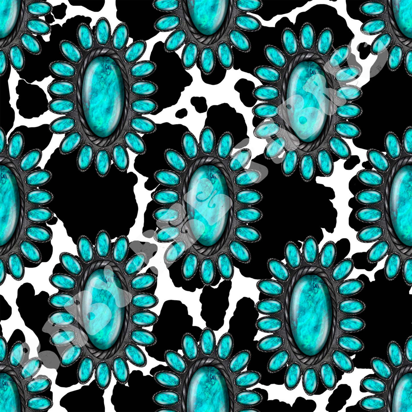 Turquoise Cow Print