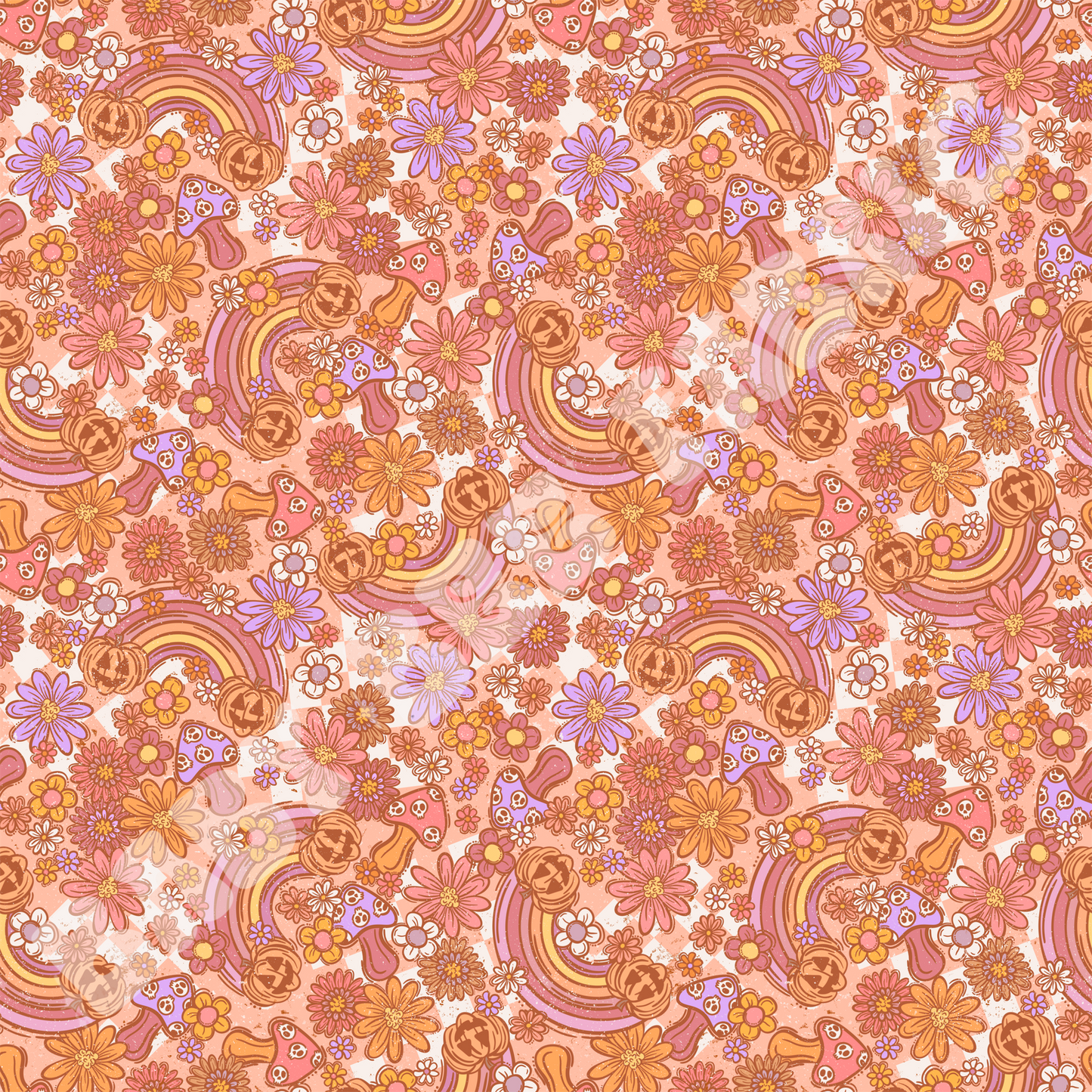 Retro Spooky Floral Pink