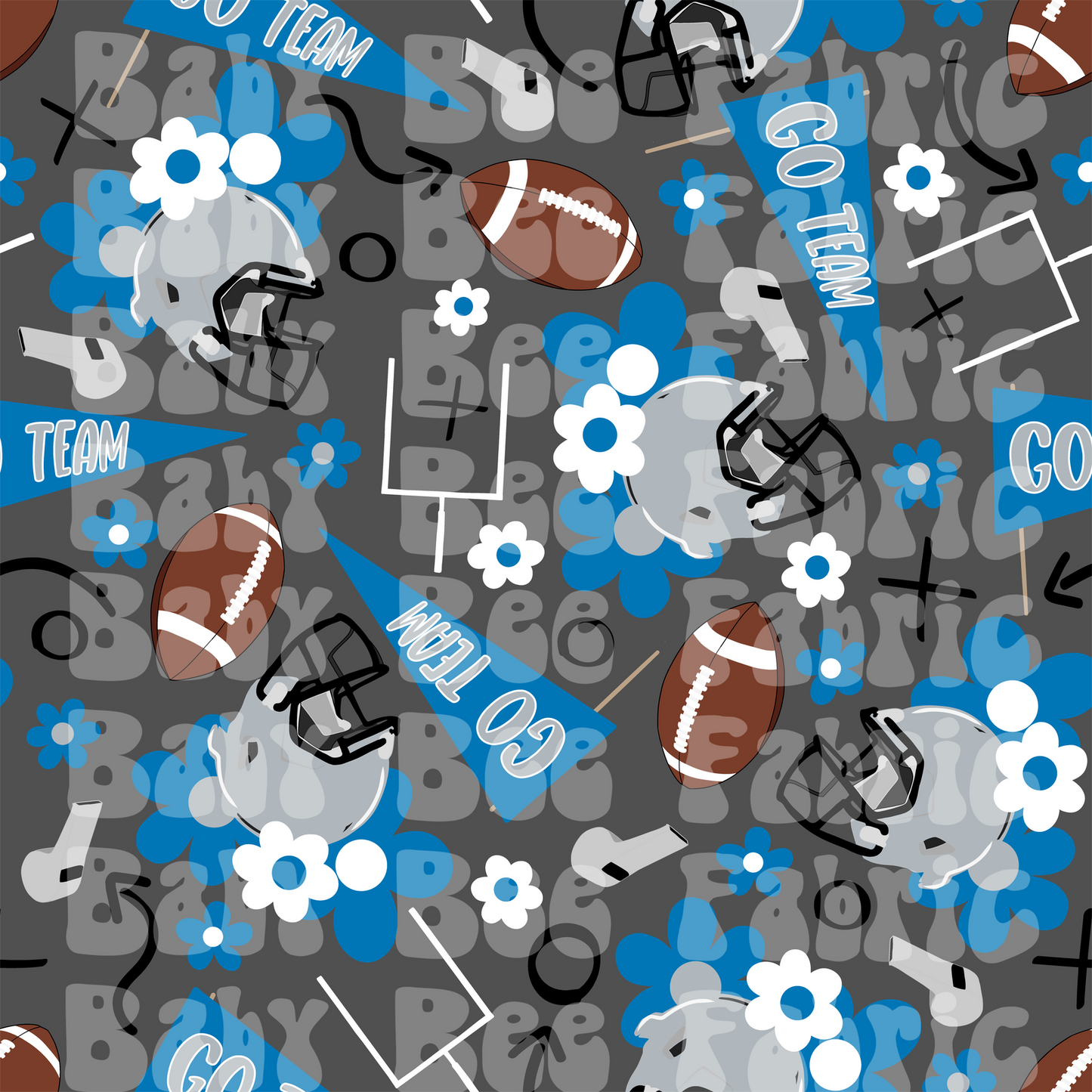 Silver and Light Blue Floral Footballs