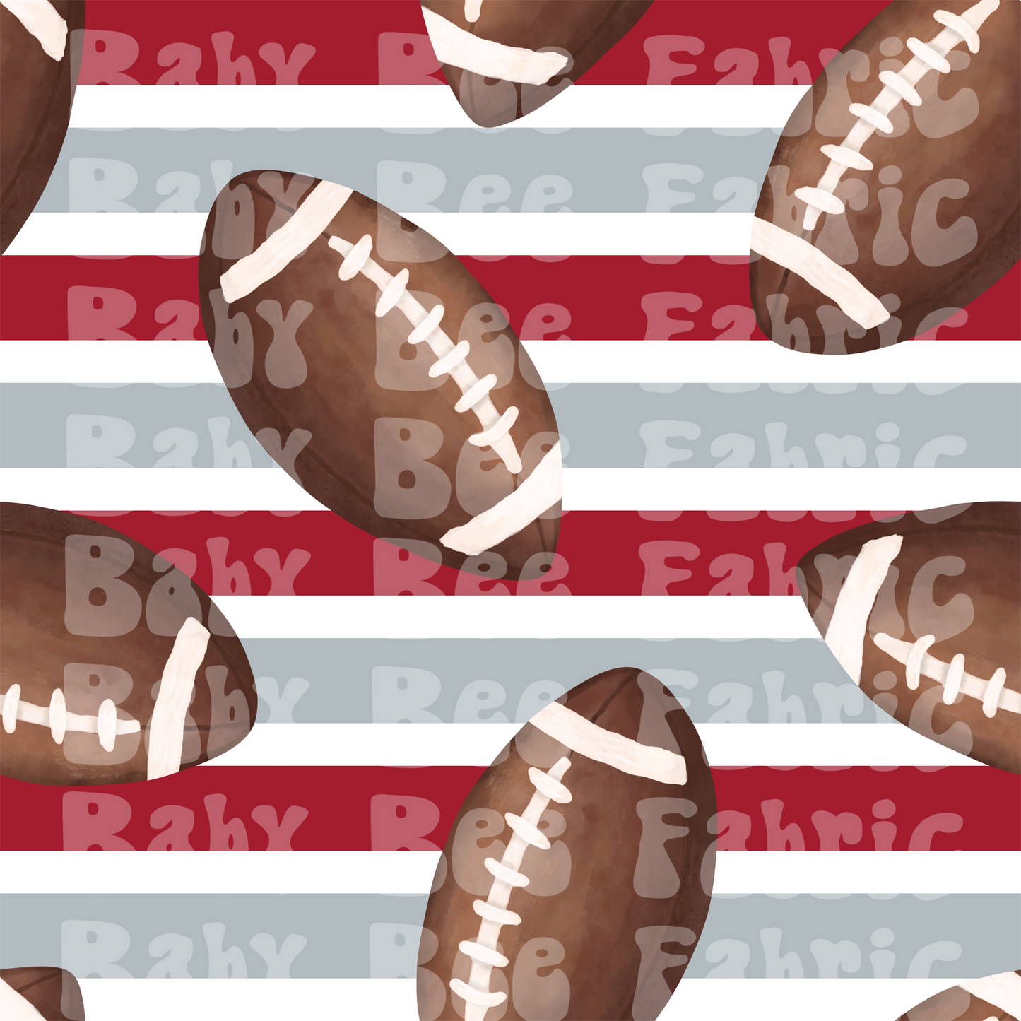 Red and Gray Stripes Watercolor Footballs