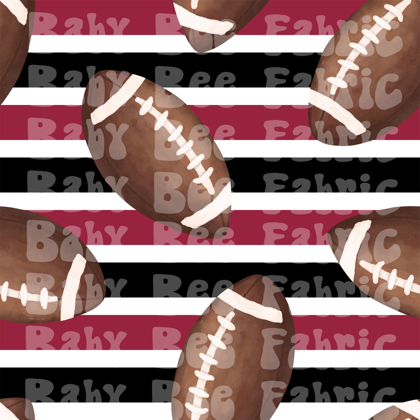 Red black and White Stripes Watercolor Footballs