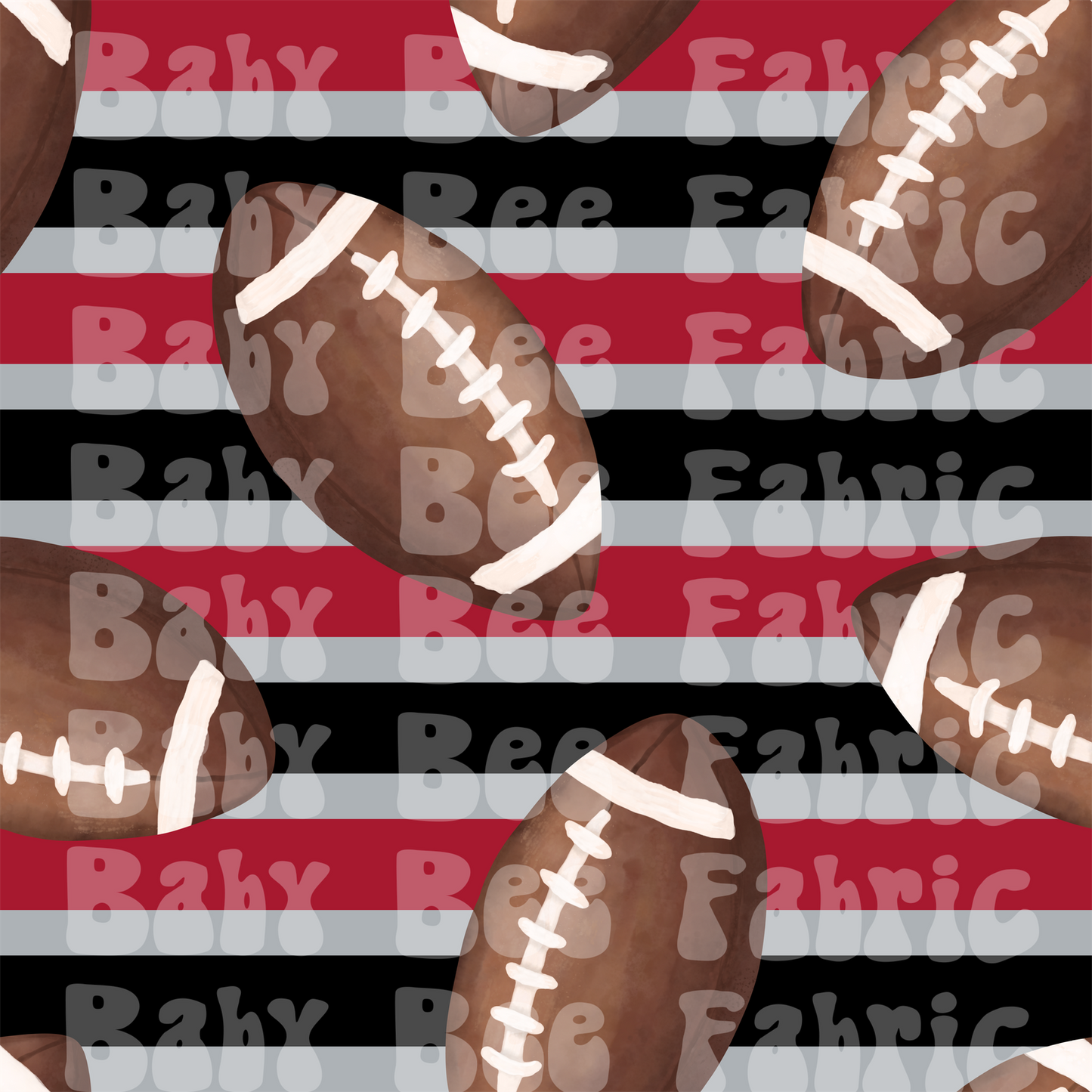 Red black and silver stripes Watercolor Footballs