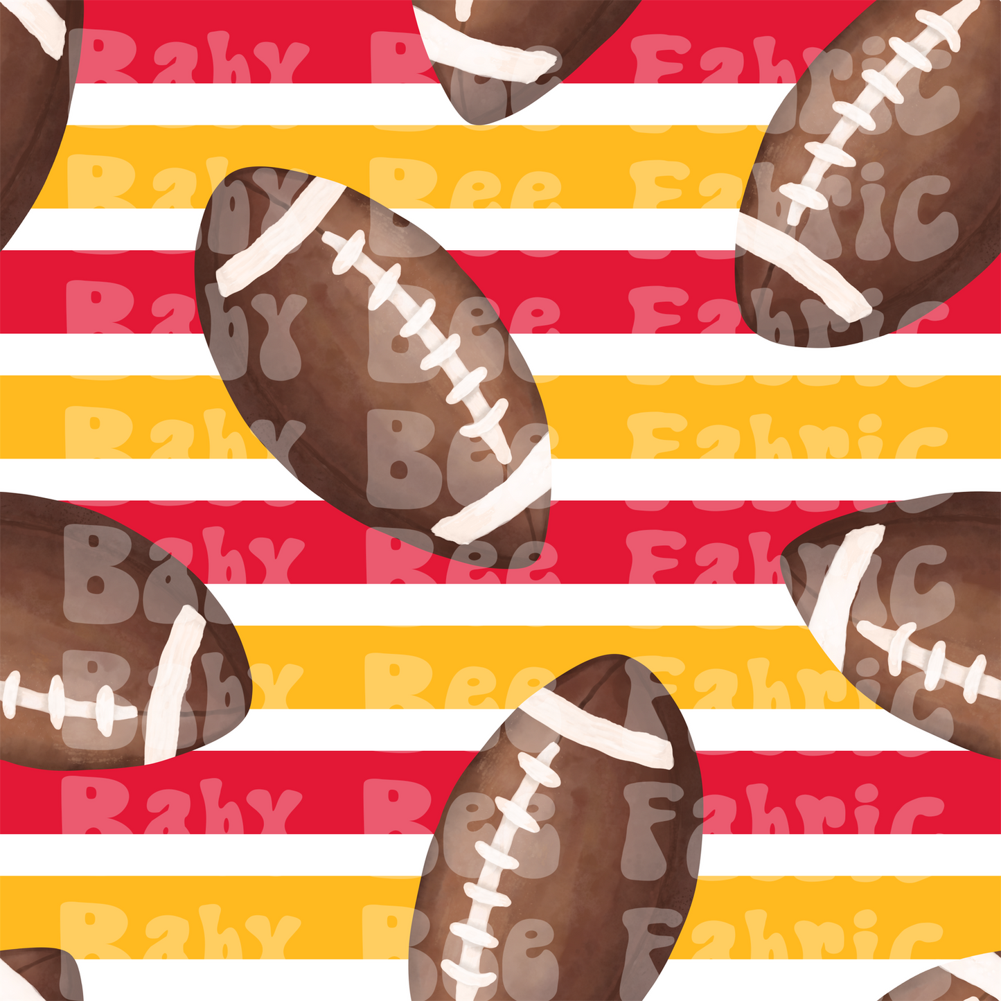 Red and Gold Stripe Watercolor Footballs