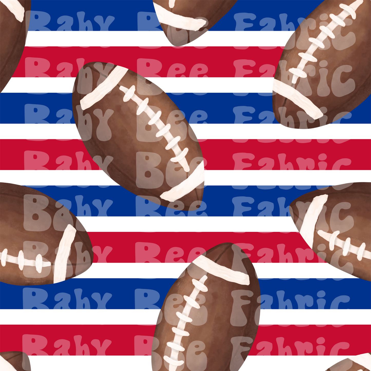 Red and Blue Stripes Watercolor Footballs