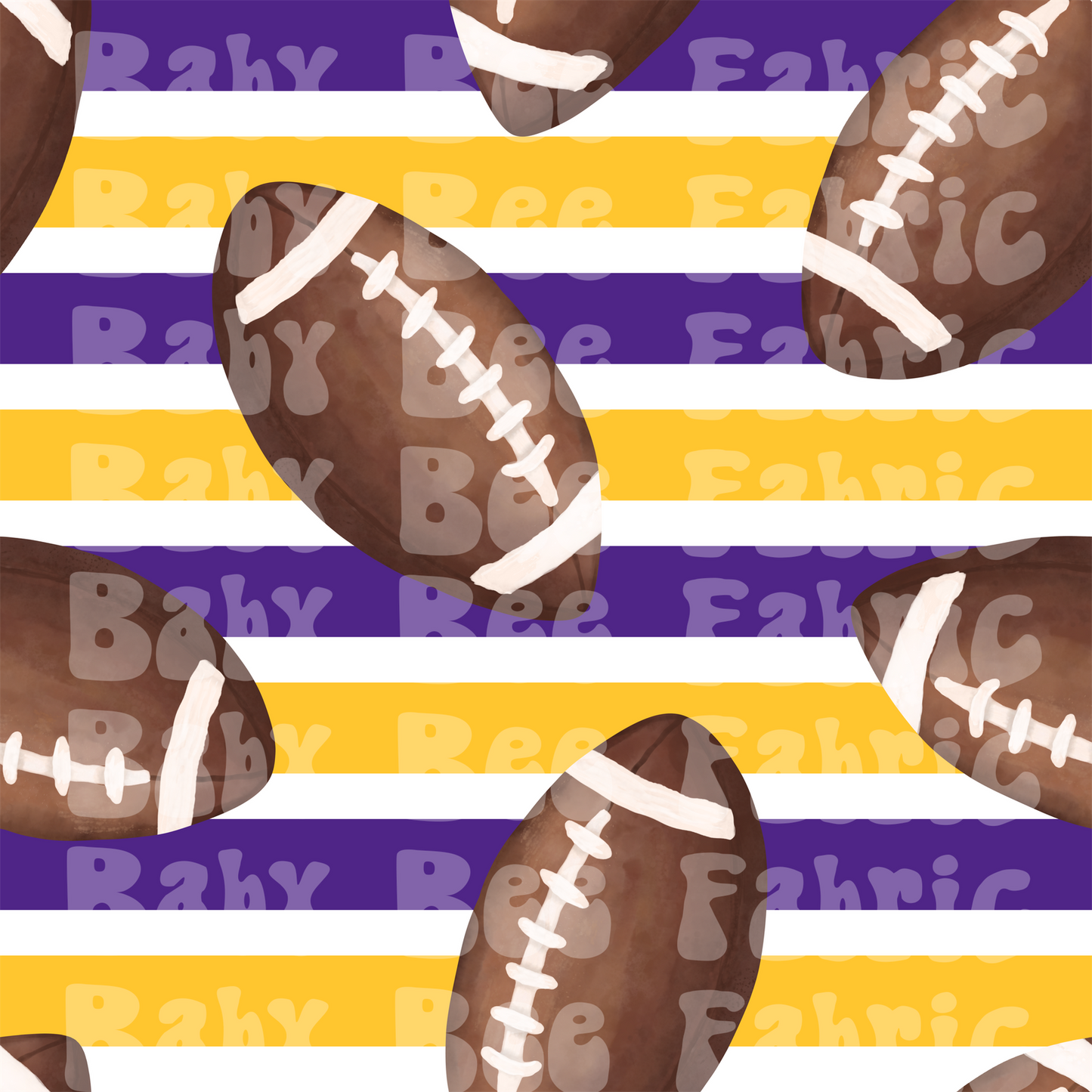 Purple and Gold Stripe Watercolor Footballs