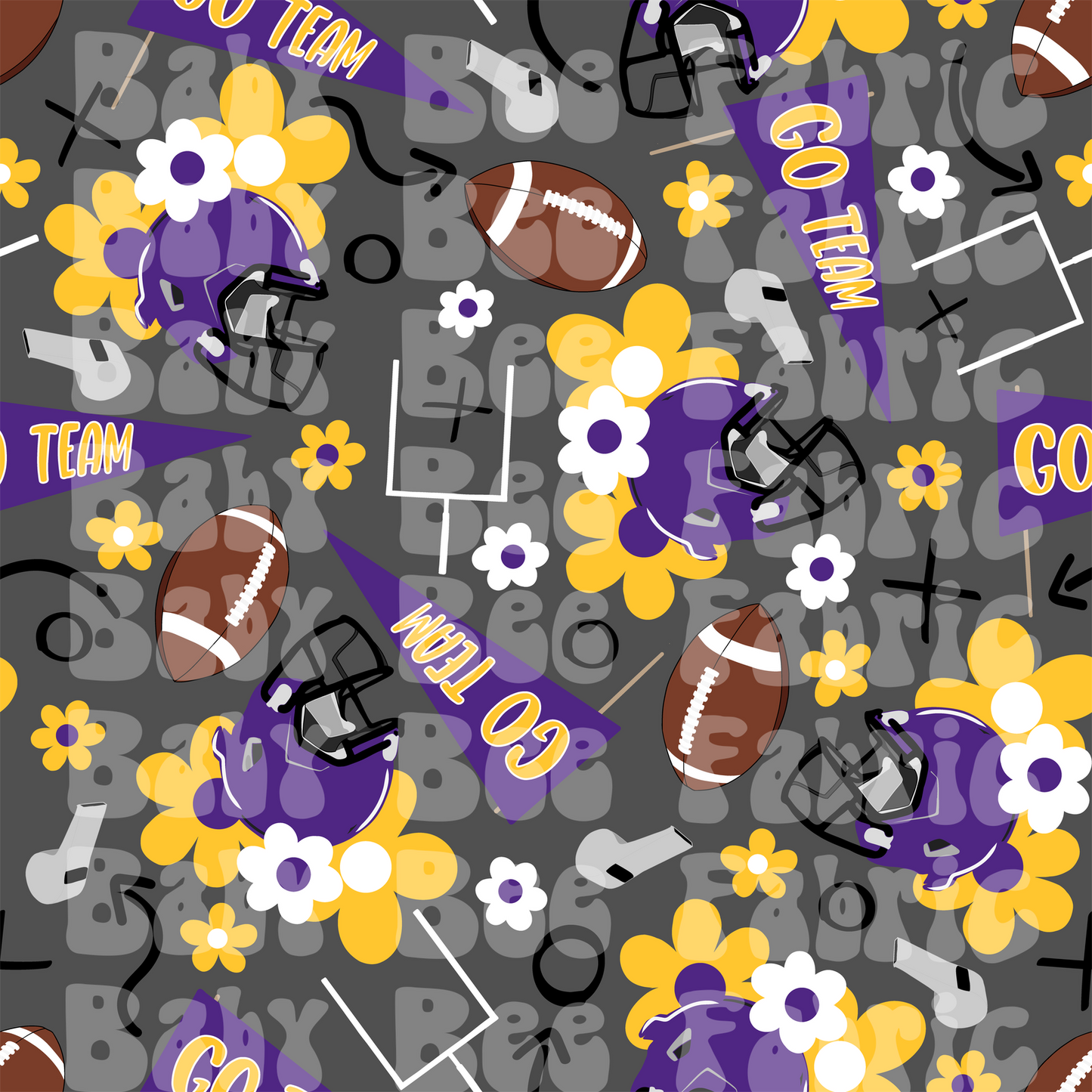 Purple and Yellow Floral Footballs