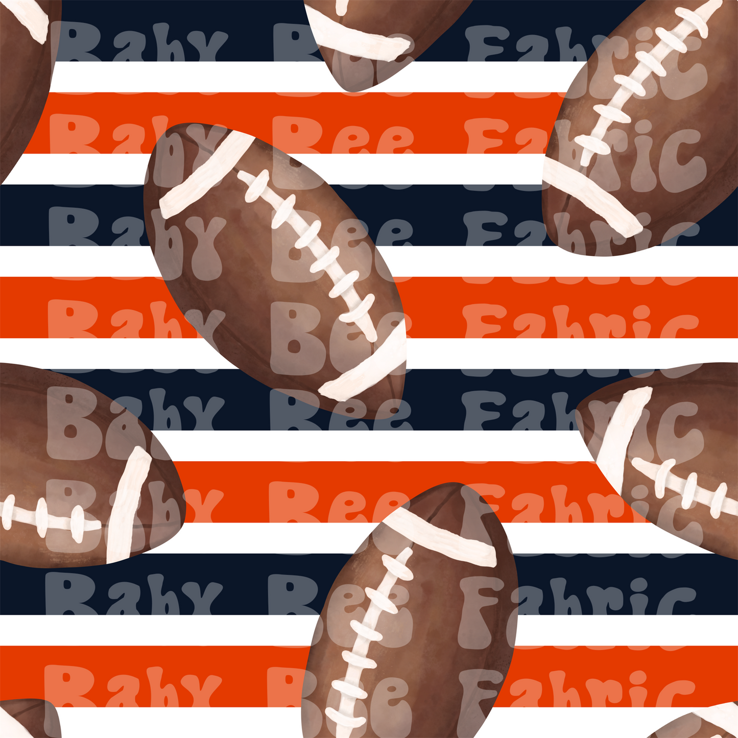 Orange and Black Stripe Watercolor Footballs