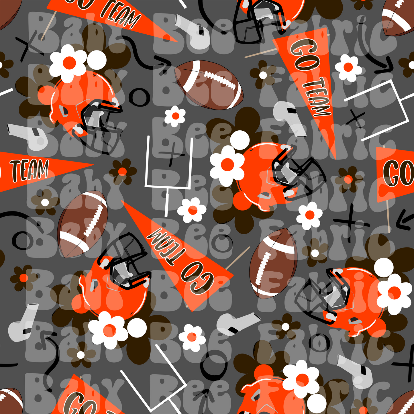 Orange and Brown Floral Football