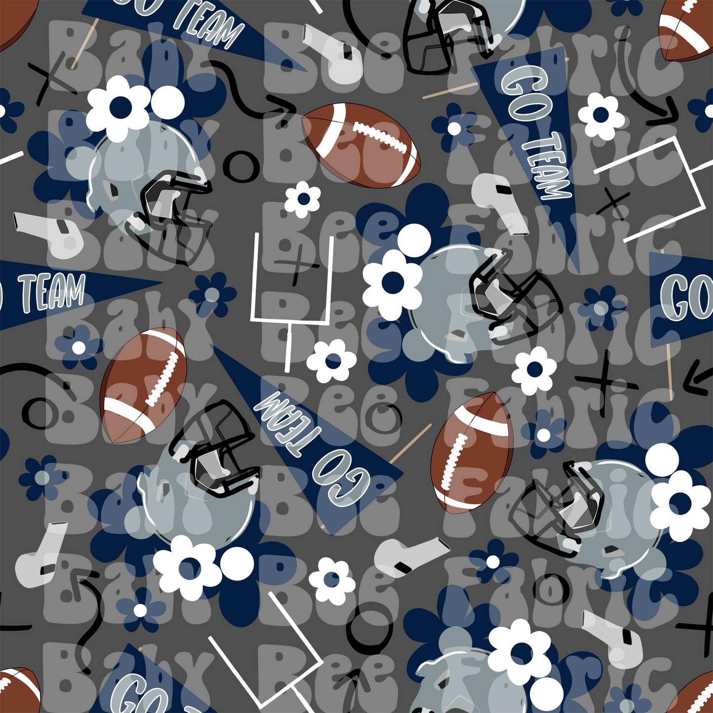 Navy and Silver Floral Footballs