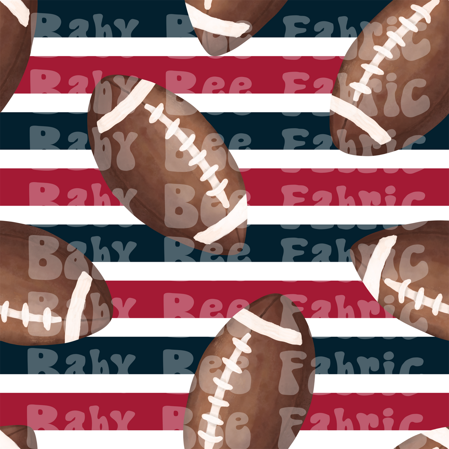 Navy and Red Stripe Watercolor Footballs