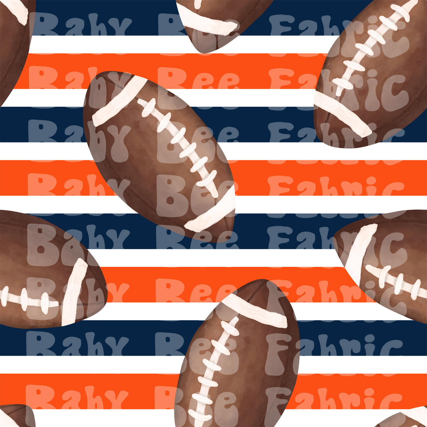 Navy and Orange Stripe Watercolor Footballs