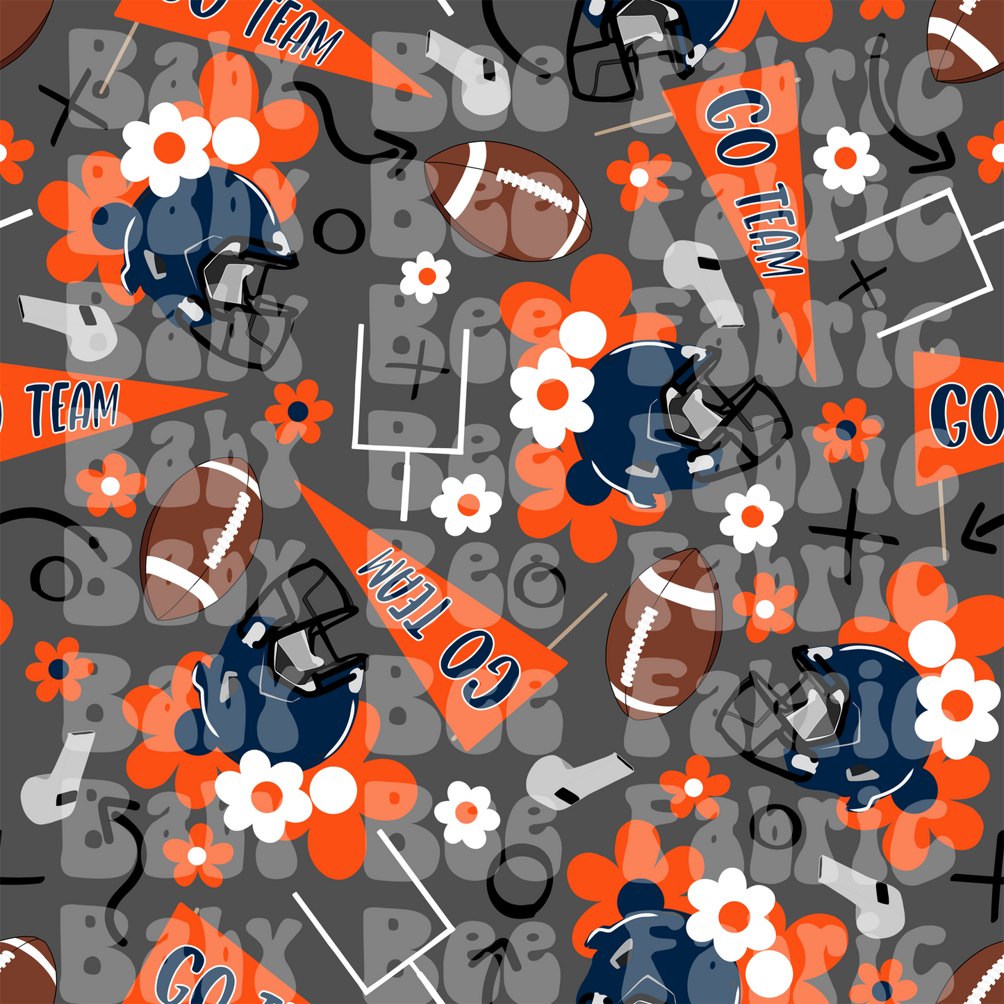 Navy and Orange Floral Footballs