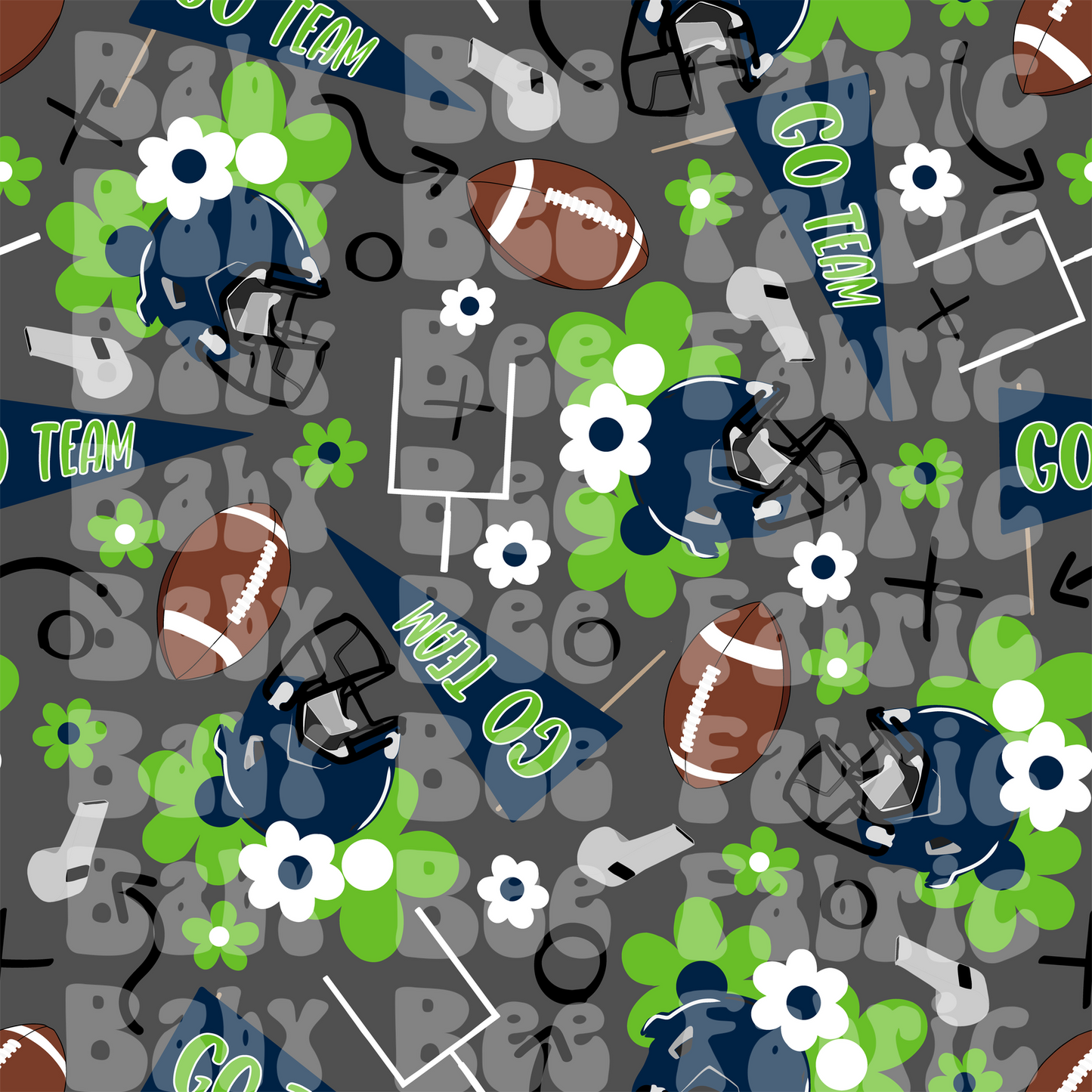 Navy and Green Floral Footballs