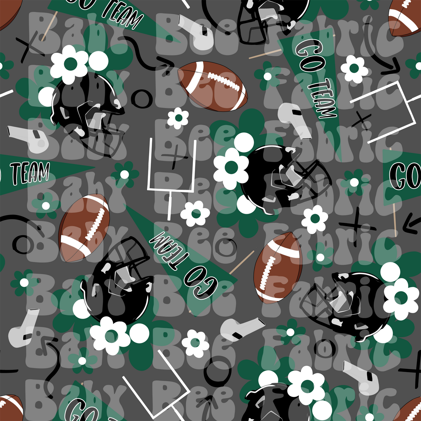 Green and White Floral Footballs