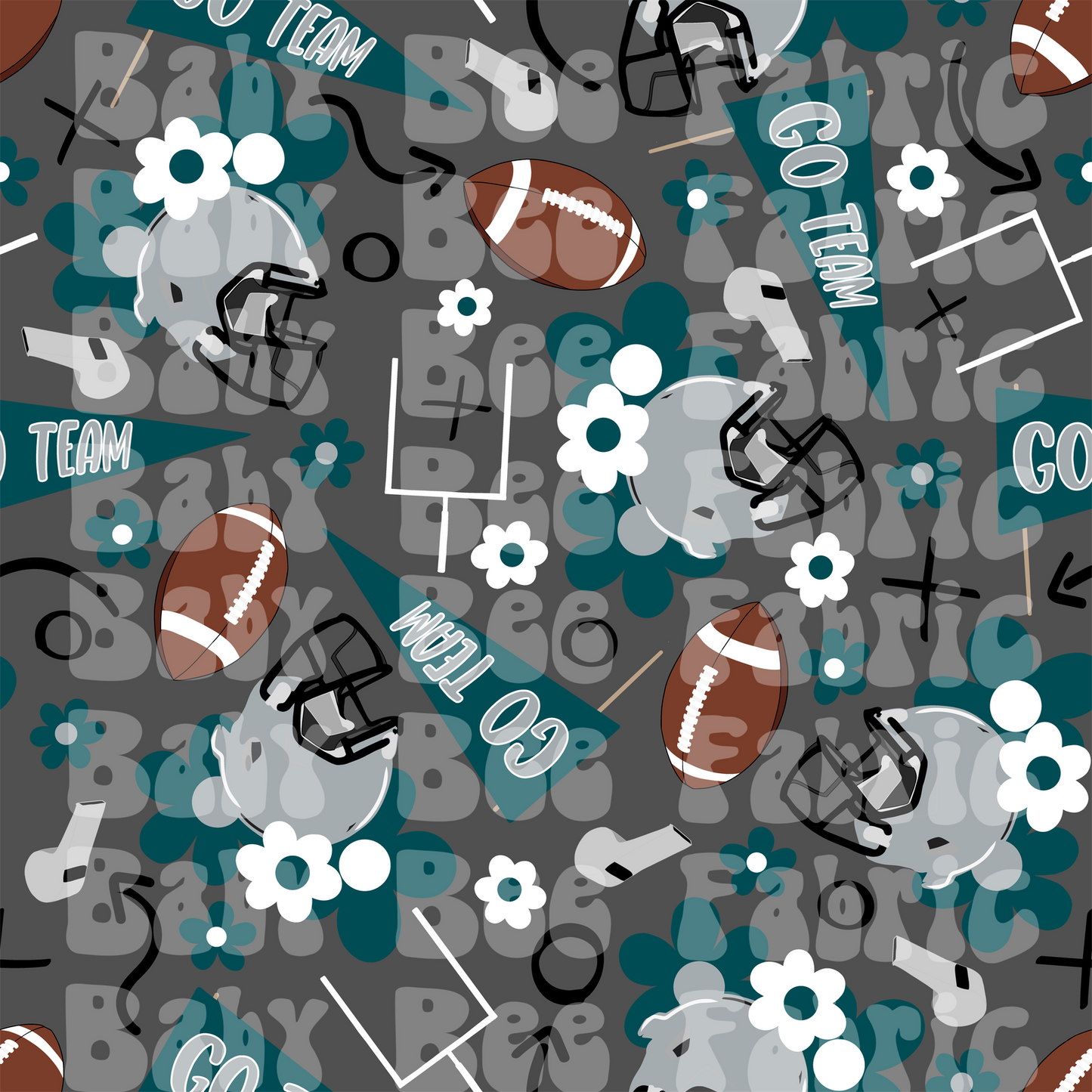 Kelly Green and Silver Floral Footballs