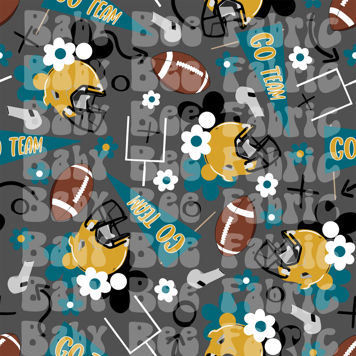 Gold and Teal Floral Footballs