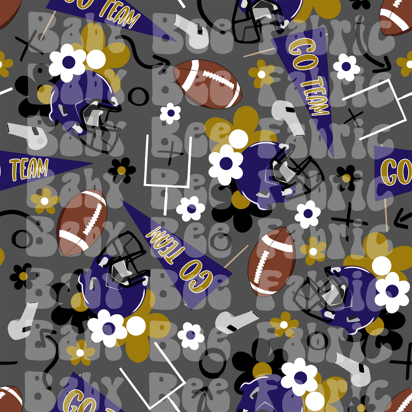 Gold and Purple Floral Football