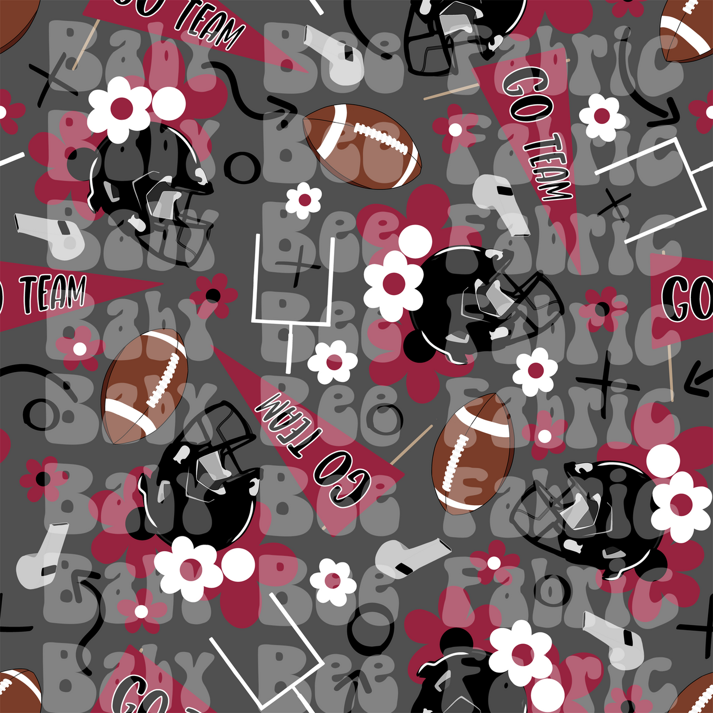 Dark Red and Black Floral Footballs