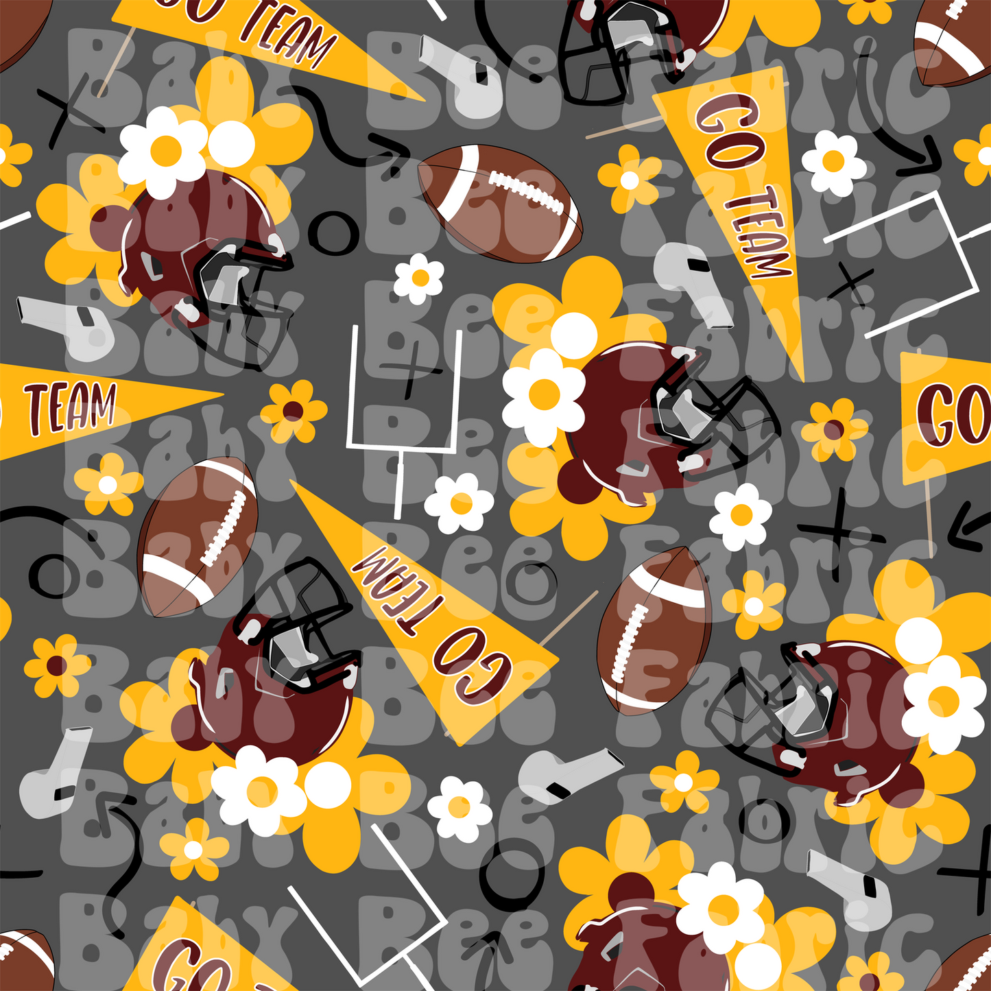 Burgundy and Yellow Gold Floral Footballs