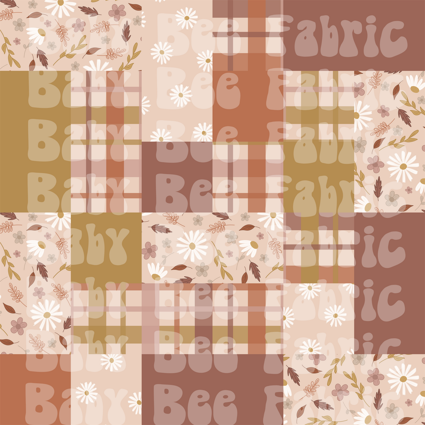 Dainty Fall Floral and Leaves Patchwork