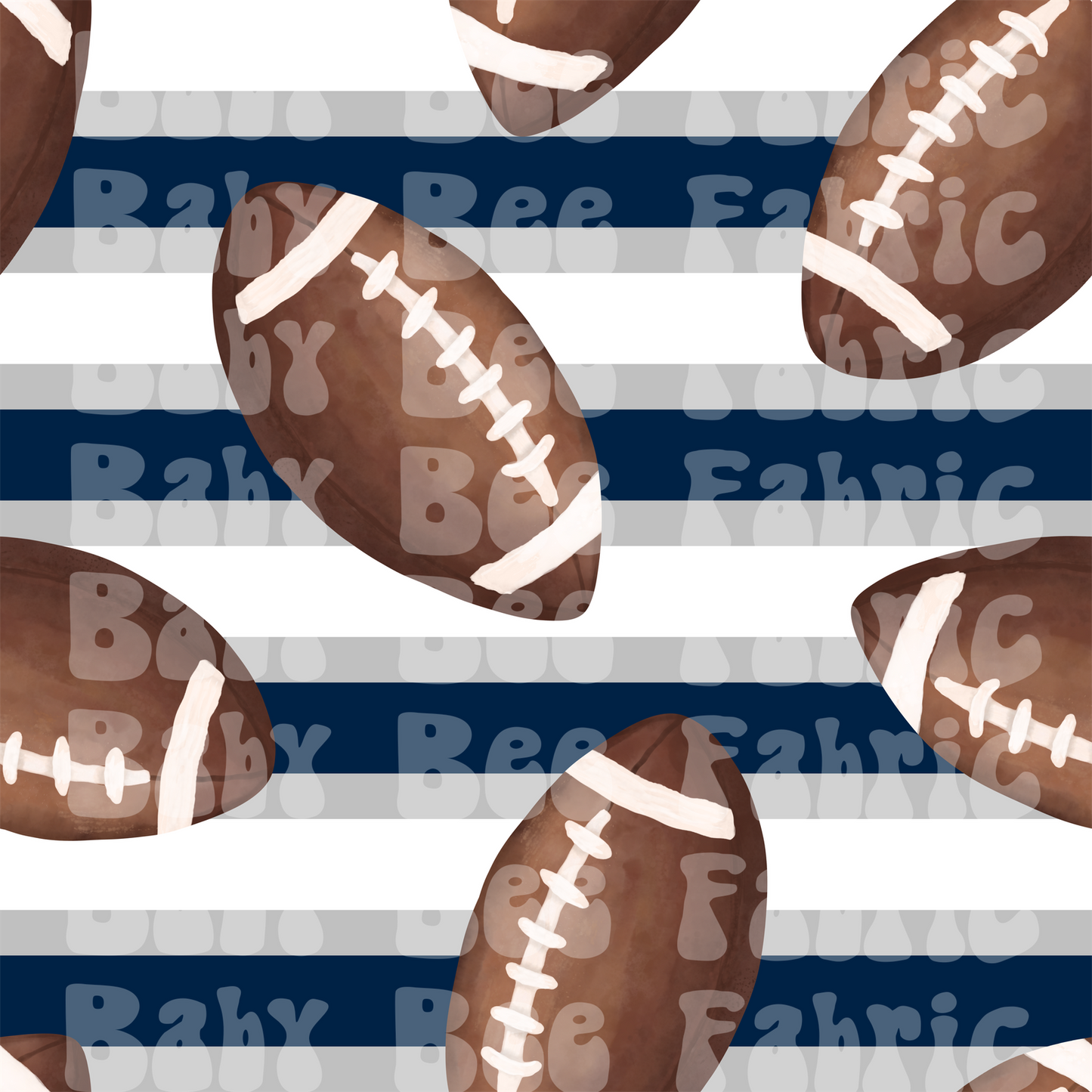 Blue and White Stripe Watercolor Footballs