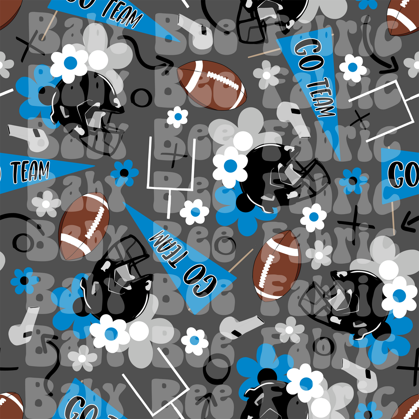Blue-Black-Silver Floral Footballs