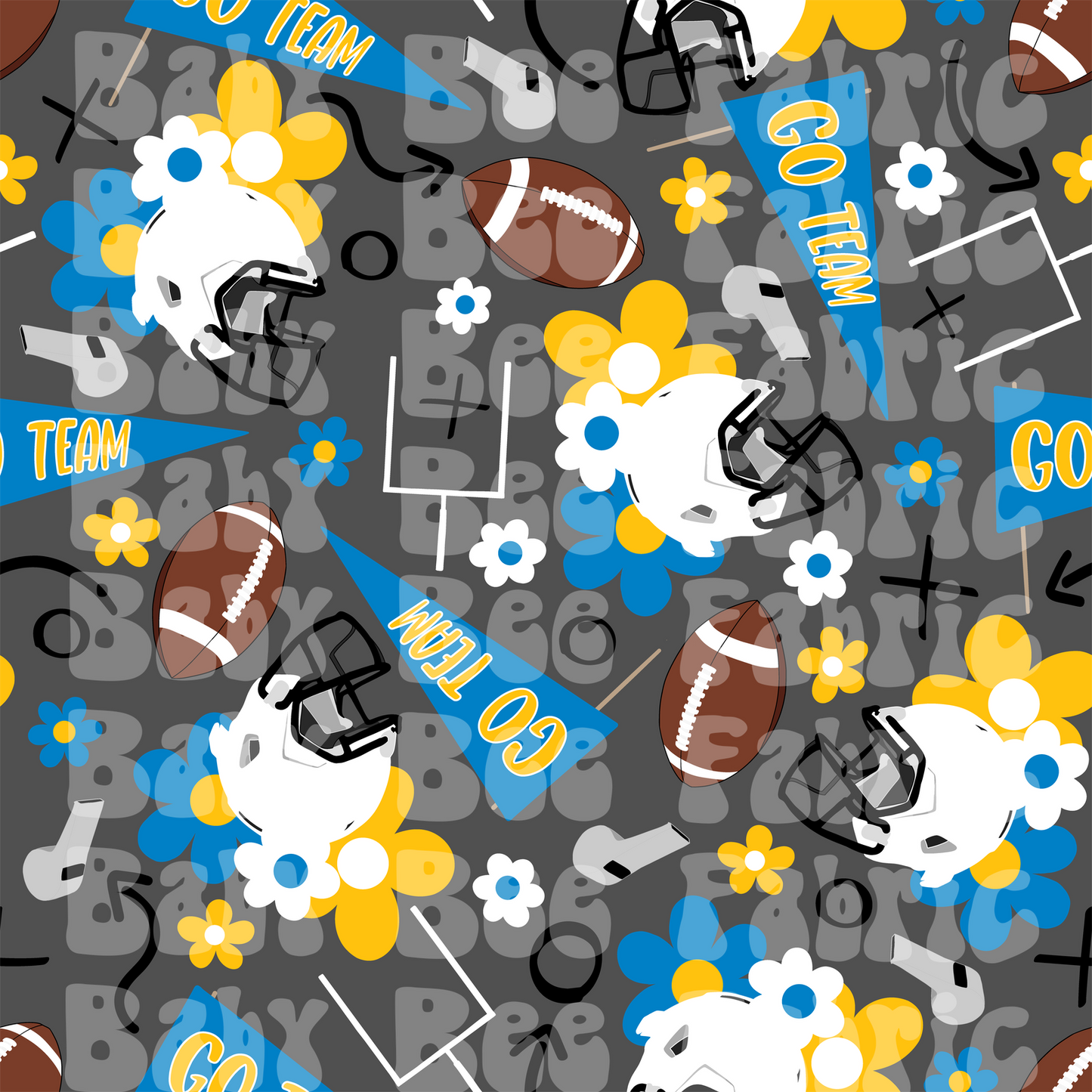 Blue and Yellow Floral Footballs