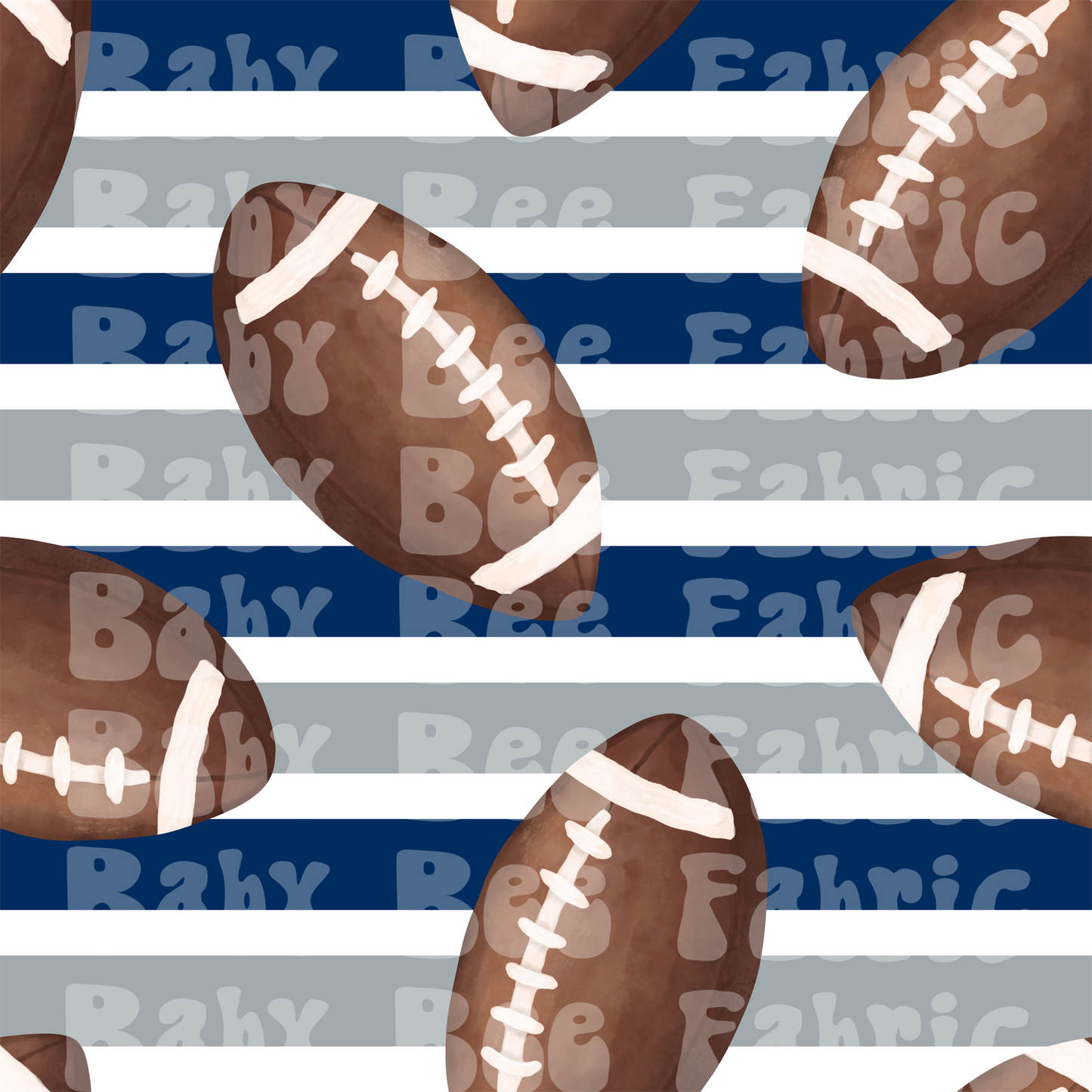 Blue and Gray Stripe Watercolor Footballs