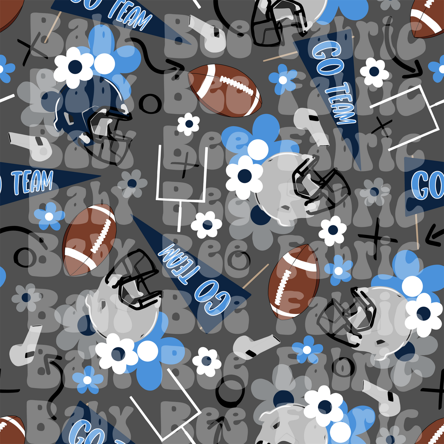 Blue and light Blue Floral Football