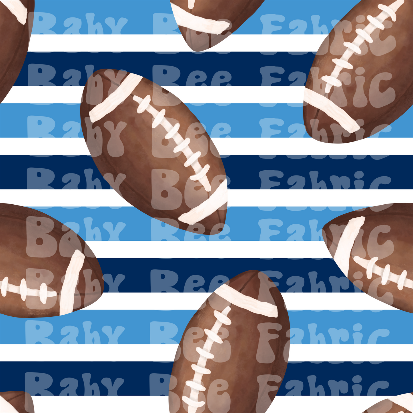 Blue and Dark Blue Stripes Watercolor Footballs