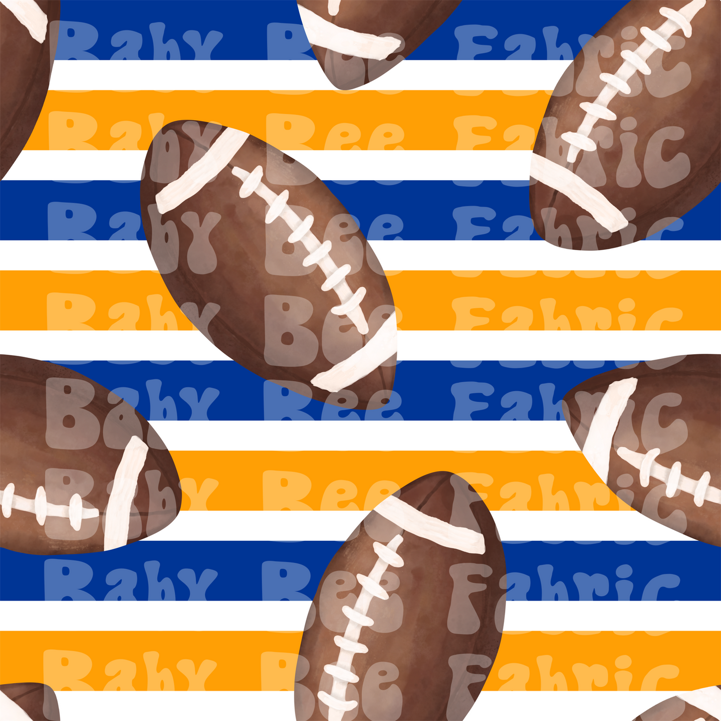 Blue and Gold Stripes Watercolor Footballs