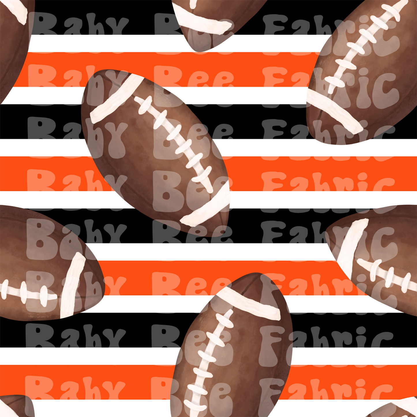 Black and Orange Stripe Watercolor Footballs
