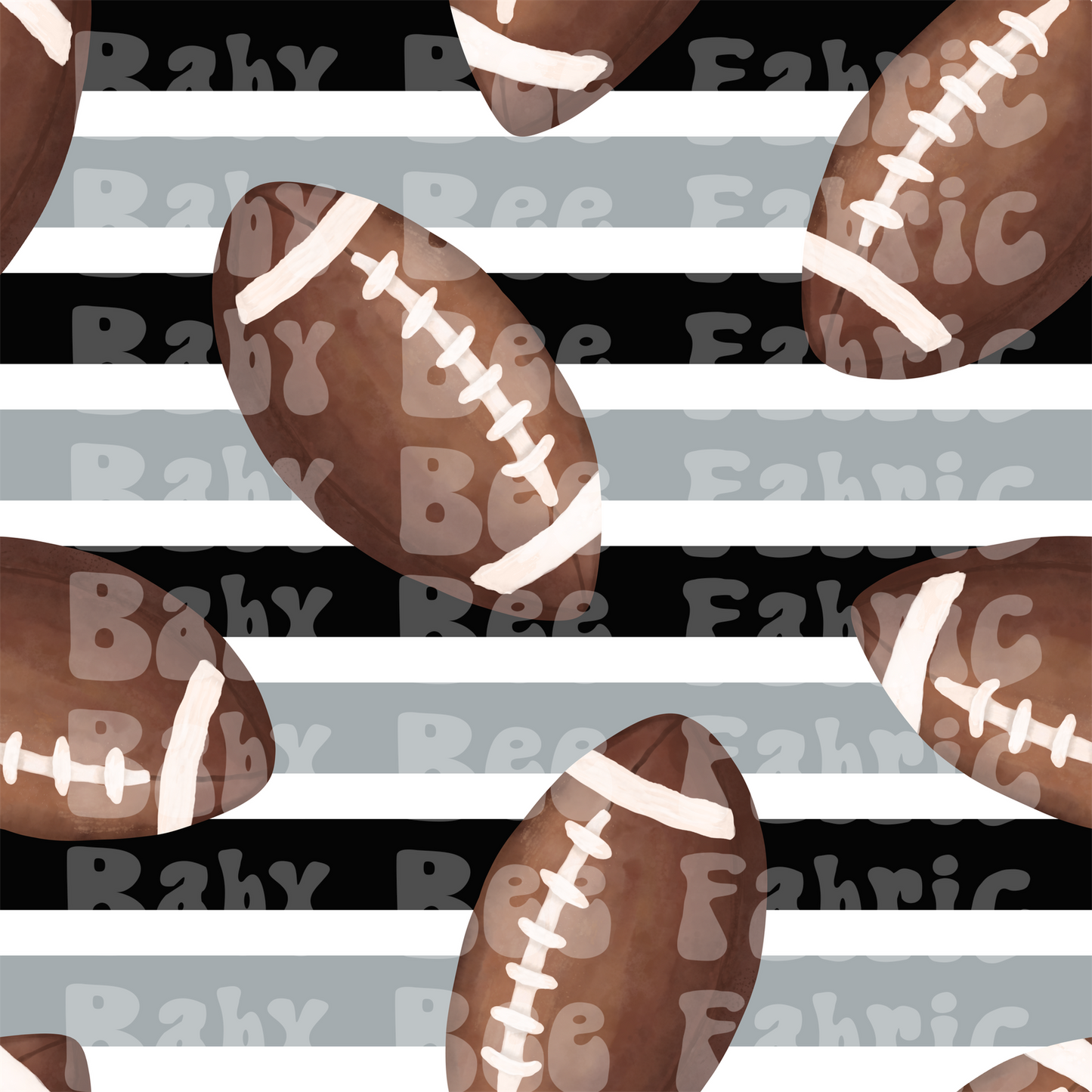 Black and Silver Stripes Watercolor Footballs