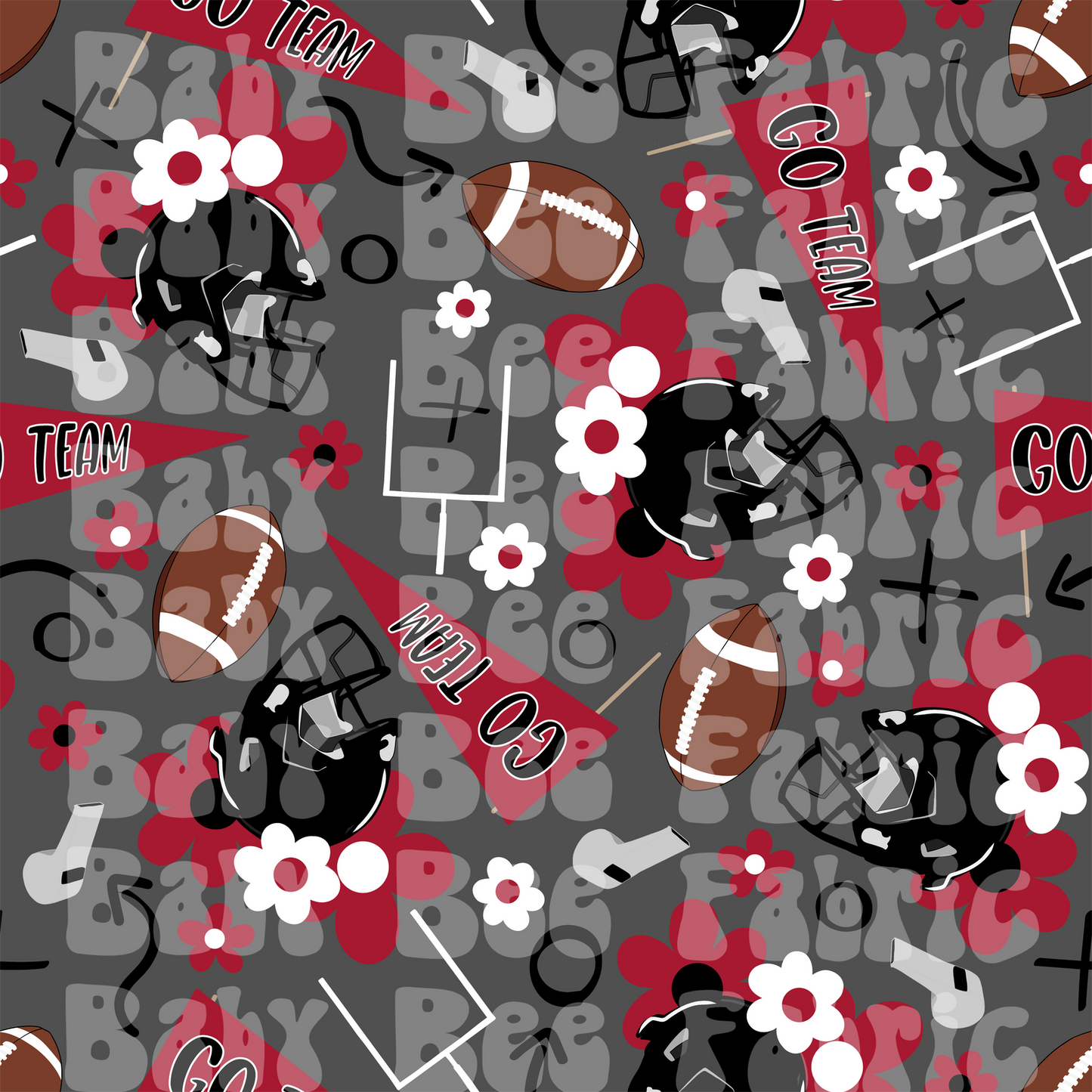 Black and Red Floral Footballs