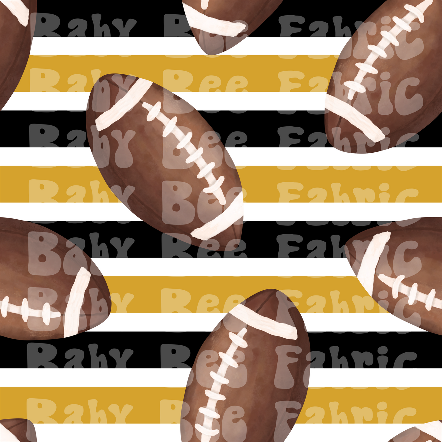 Black and Gold Stripe Watercolor Footballs