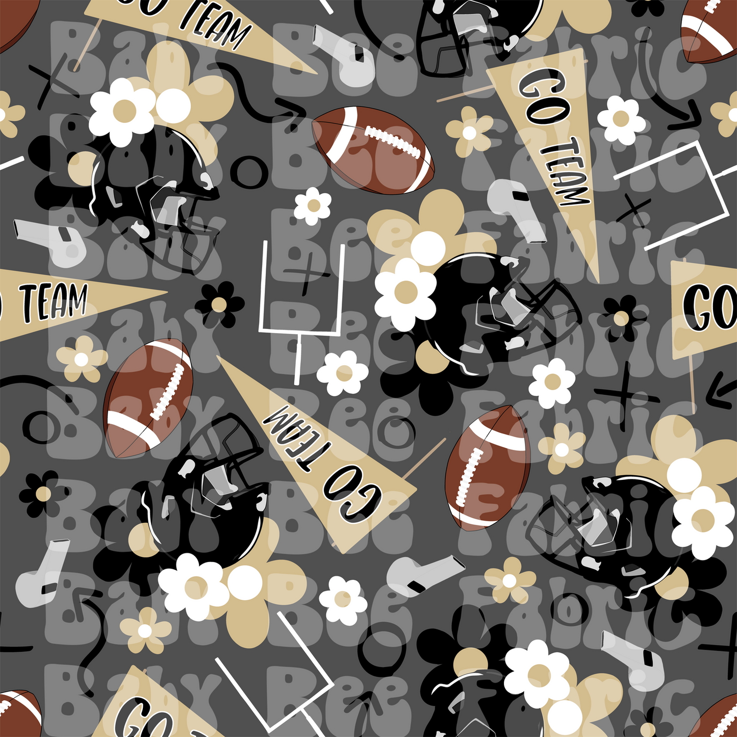 Black and Gold Floral Footballs