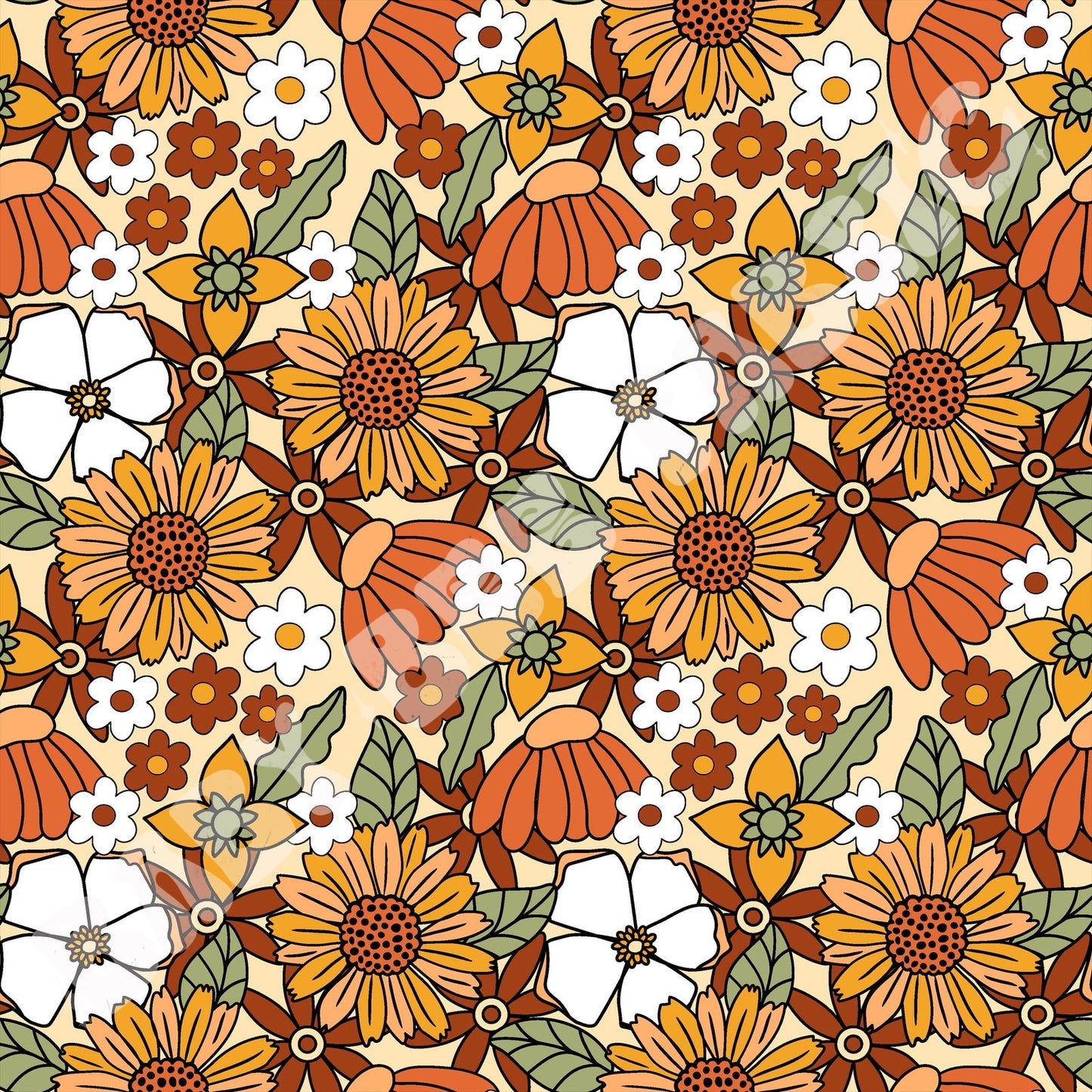 70s Retro Gold Floral