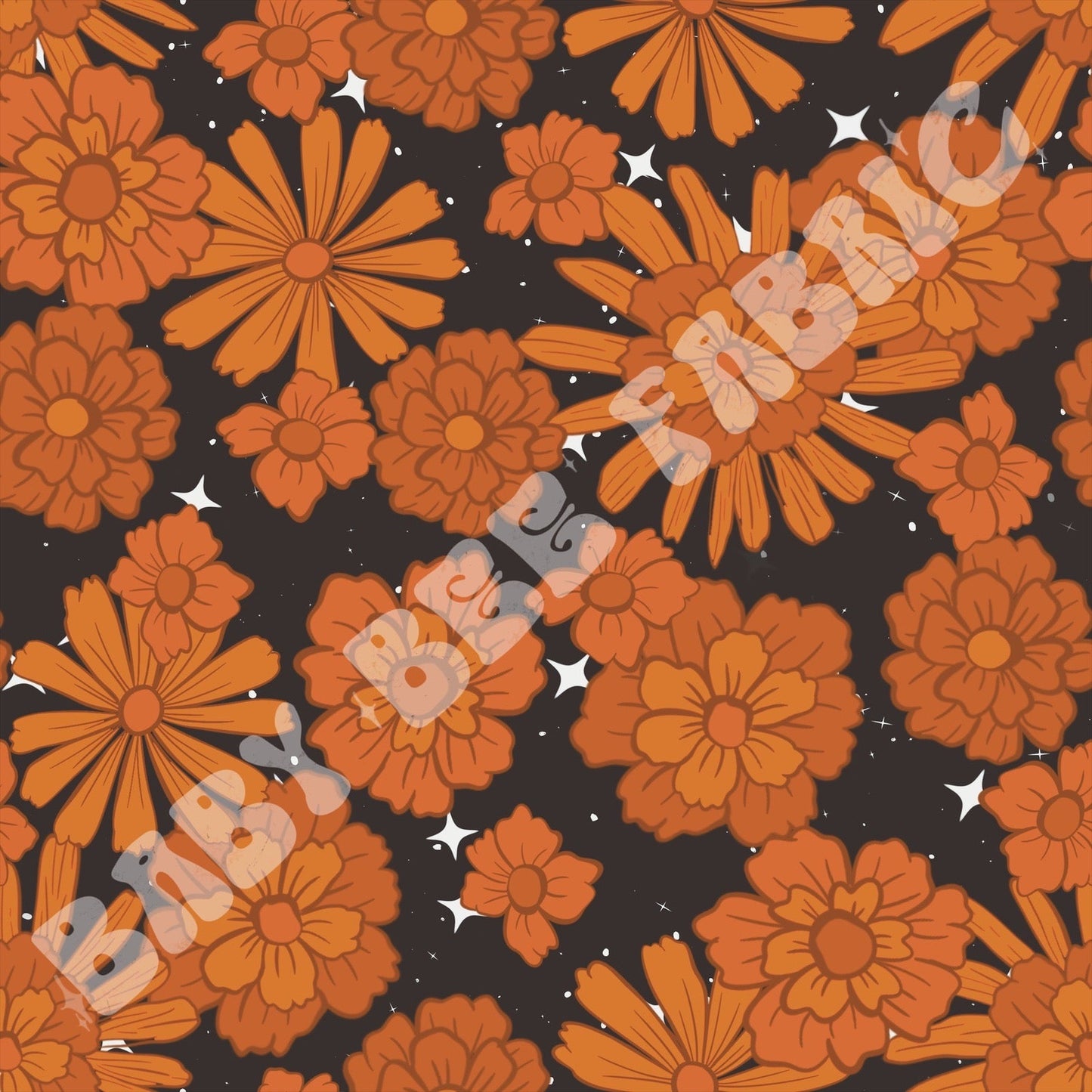 Orange Flowers On Black