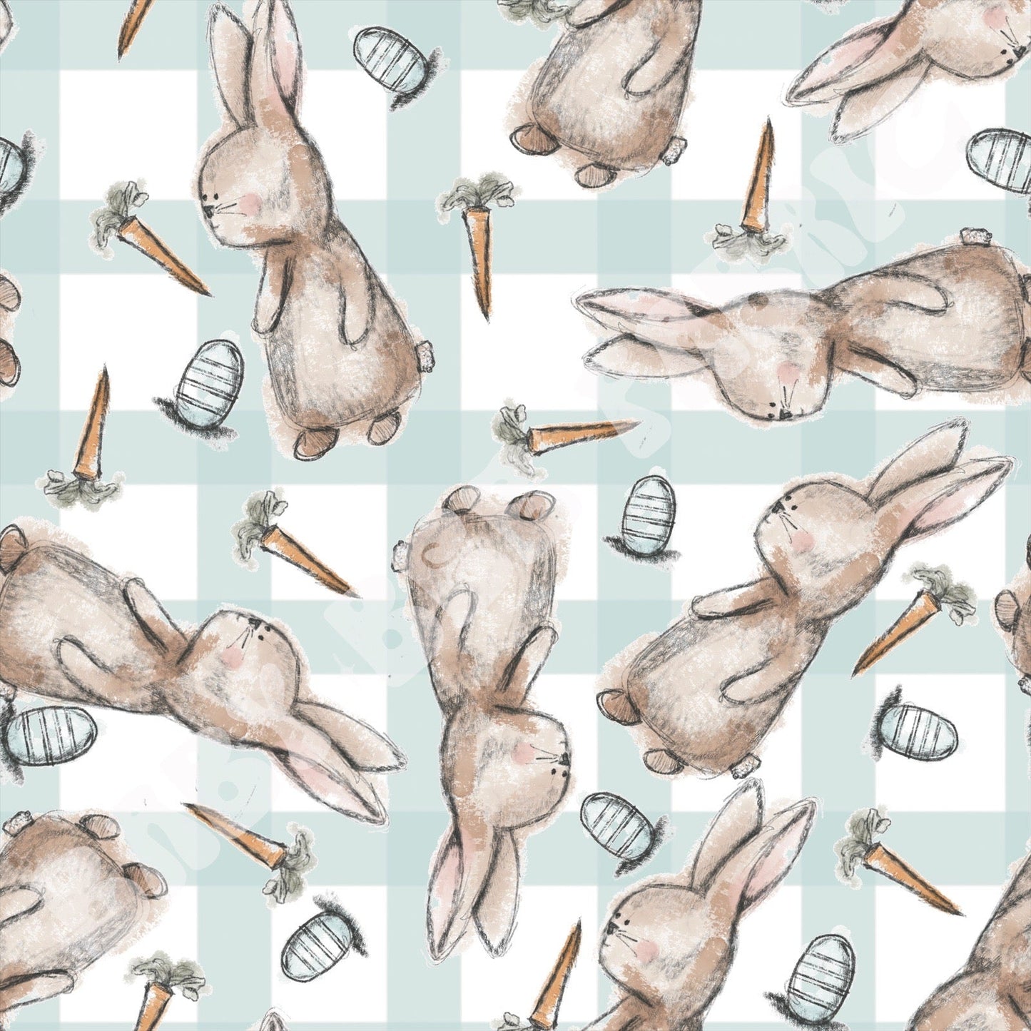 Easter Bunny Blue Plaid